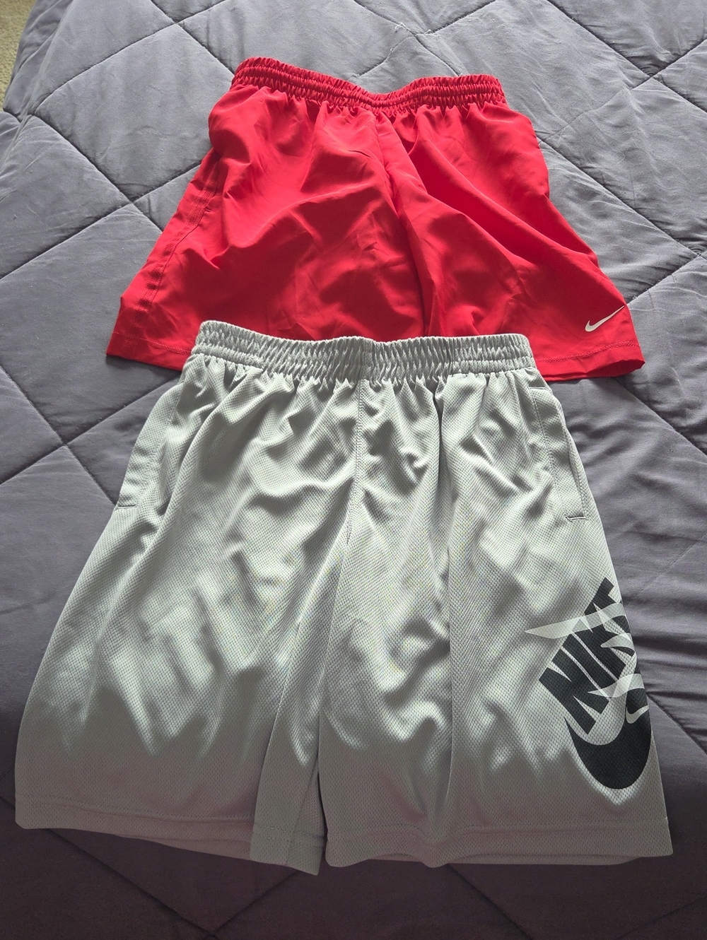 Nike Kids Red & Light Gray Athletic Shorts Set